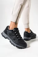 Buty trekkingowe damskie - Czarne buty trekkingowe damskie sznurowane z szarymi dodatkami softshell Casu B2116-1 - miniaturka - grafika 1