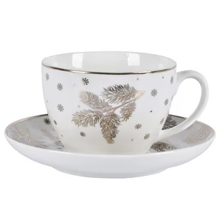 Altom, Filiżanka ze spodkiem w opasce golden winter, 200 ml - Filiżanki - miniaturka - grafika 1