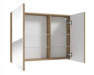 Szafki łazienkowe - Szafka łazienkowa z lustrem 80 cm dąb evoke i szklanymi półkami Rietti - miniaturka - grafika 1