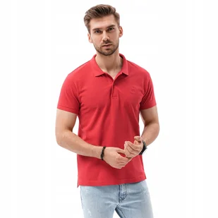 Koszulka męska polo dzianina pique czerw S1374 XXL - Koszulki męskie - miniaturka - grafika 1