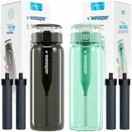 Butelki filtrujące - 2x Butelka filtrująca Wessper Clarti 0,68l grafitowa + miętowa + 4x Filtr - miniaturka - grafika 1