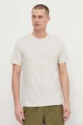 Koszulki męskie - EA7 Emporio Armani t-shirt bawełniany męski kolor beżowy z nadrukiem - miniaturka - grafika 1