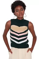 Kamizelki damskie - TRENDYOL Damska kamizelka z okrągłym dekoltem w serce, regularna, dziergana kamizelka, Sweater, Emerald Green, L, szmaragdowy (Emerald Green), L - miniaturka - grafika 1