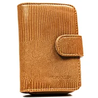 Portfele - Brązowy portfel damski na zatrzask i suwak 4U CAVALDI mały elegancki modny - miniaturka - grafika 1