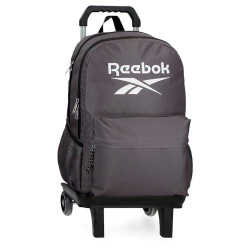 Reebok Boston Plecak Szkolny Dwukomorowy z Przenośnym Wózkiem 15,6 cala Szary 31x44x15 cm Poliester by Joumma Bags, Szary, 31x44x15 cms, Dwukomorowy plecak szkolny z wózkiem
