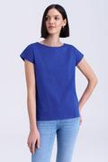 Koszulki i topy damskie - Niebieska koszulka z bawełny - Greenpoint - miniaturka - grafika 1