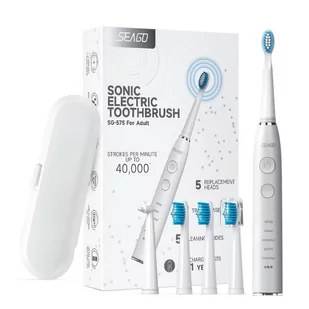 Szczoteczka soniczna elektryczna do zębów Seago SG-575 biała + ETUI + zestaw 5 wymiennych końcówek - Szczoteczki elektryczne - miniaturka - grafika 1