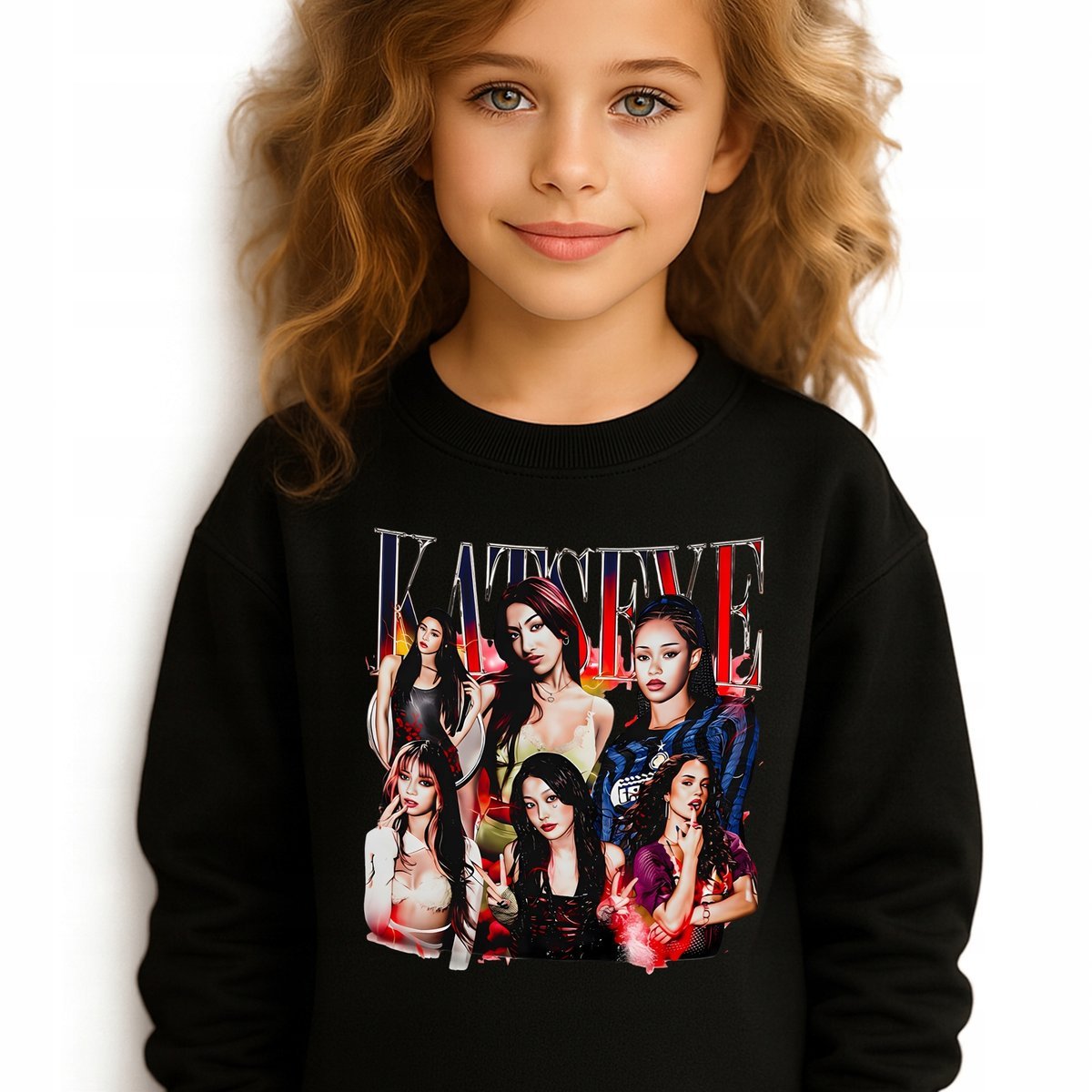 Bluza Dziecięca Czarna KATSEYE KPOP Muzyka K-pop Idolki Prezent - 128 cm Wz