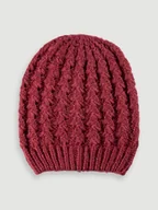 Czapki damskie - Burgundowa czapka z fakturą - miniaturka - grafika 1