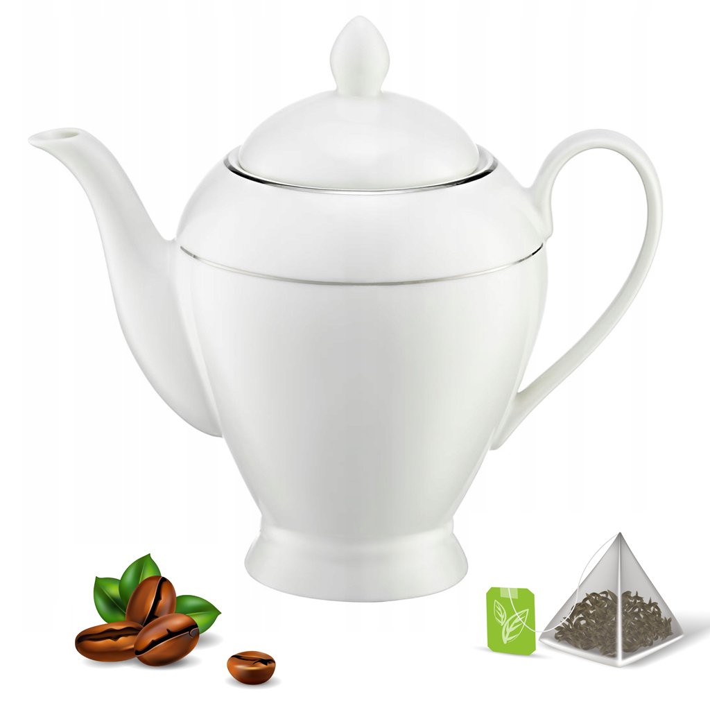 Porcelanowy dzbanek z pokrywką biały 1,1 l