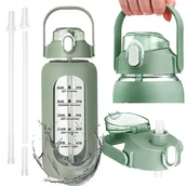 Shakery i bidony sportowe - Szklana butelka na wode ze słomką, bidon shaker z miarką dziubkiem, 950ml - miniaturka - grafika 1