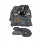 Szelki dla psów - Zestaw, szelki+smycz, dla psa, szary, poliester/bawe�na, rozmiar XL, ocieplane - miniaturka - grafika 1
