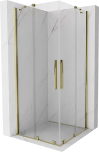 Mexen Velar Duo kabina prysznicowa rozsuwana 80x80 cm, transparent, złota - 871-080-080-02-50 - Kabiny prysznicowe - miniaturka - grafika 1
