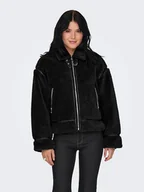 Kurtki damskie - ONLY Pluszowa kurtka w kolorze czarnym - miniaturka - grafika 1