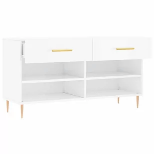 Ławka z miejscem na buty, wysoki połysk, biała, 102x35x55 cm Lumarko! - Szafki na buty - miniaturka - grafika 4