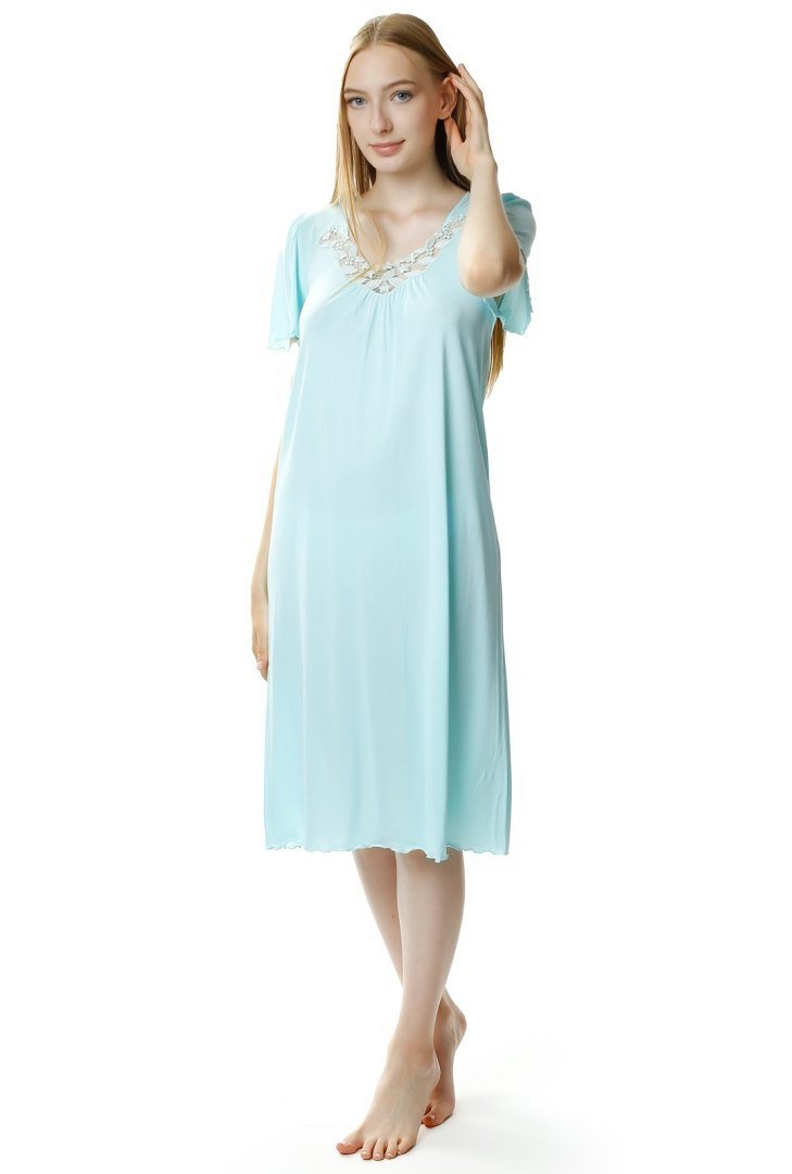 Koszula nocna damska Beatriz za kolano : Kolor - Miętowy, Rozmiar - 52