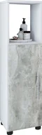 Szafki łazienkowe - Flandu wysoka szafka łazienkowa półwysoka z 1 drzwiami, biały,wygląd betonu. - miniaturka - grafika 1