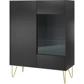 Kredensy - Kredens WT97 Harmony Piaski Meble Czarny Grafit U12007 Struktura Natural Wood, Marmur Black Royal S63052 - miniaturka - grafika 1