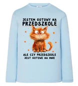 Koszulki dla dziewczynek - niebieska KOSZULKA DLA CHŁOPCZYKA Z DŁUGIM RĘKAWKIEM - JESTEM GOTOWY NA PRZEDSZKOLE - miniaturka - grafika 1