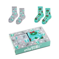 Skarpetki dla dzieci - Zestaw skarpet na święta w jemiołę i prezenty r.30-35 - mixTURY Magiczne Święta - miniaturka - grafika 1