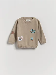 Reserved - Bawełniany sweter - beżowy - Spodenki dla niemowląt - miniaturka - grafika 1