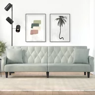 Sofy i kanapy - vidaXL Rozkładana kanapa z podłokietnikami, jasnoszara, aksamitna - miniaturka - grafika 1