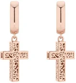 Biżuteria religijna - Kolczyki z różowego z krzyżami - miniaturka - grafika 1