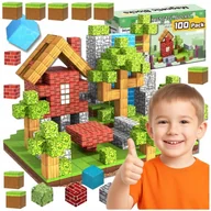 Klocki - KLOCKI MAGNETYCZNE KONSTRUKCYJNE PIXELE MINECRAFT 3D KOSTKI SZEŚCIANY ZESTAW 100SZT XL - miniaturka - grafika 1