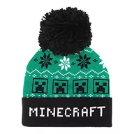 Czapki damskie - Popgear Minecraft The Creeper Fair Isle czapka z pomponem, dziewczęca, jeden rozmiar, zielona, czarna, oficjalny towar handlowy, zielony czarny, jeden rozmiar - miniaturka - grafika 1