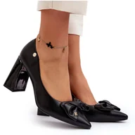 Czółenka - Vinceza Czółenka Na Słupku Z Kokardą Czarne Ariemessa - miniaturka - grafika 1