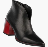 Botki damskie - Botki Damskie Skórzane Eleganckie Buty Na Słupku Klasyczne Czarne Simen 2301A Czarny 39 - miniaturka - grafika 1