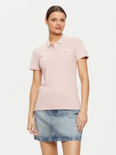 Tommy Hilfiger Polo WW0WW43930 Różowy Slim Fit - Koszulki sportowe damskie - miniaturka - grafika 1