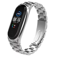 Akcesoria do pulsometrów i zegarków sportowych - Metalowa Opaska, Bransoleta Do Xiaomi Mi Band 5/6 (Srebrna) - miniaturka - grafika 1