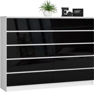 Elior Nowoczesna komoda do salonu biały + czarny połysk - Deos 4X - Komody - miniaturka - grafika 1