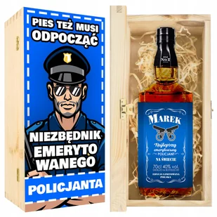 SKRZYNKA PREZENT Z OKAZJI PRZEJŚCIA NA EMERYTURĘ DLA EMERYTA POLICJANT 1 Z7 - Zestawy upominkowe - miniaturka - grafika 1