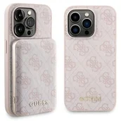 Etui i futerały do telefonów - Guess Zestaw do iPhone Pro 15 + Powerbank 5000mAh MagSafe 4G Metal Logo Różowy - miniaturka - grafika 1