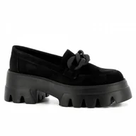 Mokasyny damskie - Czarne zamszowe mokasyny CARINII roz37 - Carinii - miniaturka - grafika 1