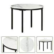 Ławy i stoliki kawowe - The Living Store Stolik kawowy biało-czarny Ø50 cm Prawdziwy marmur - miniaturka - grafika 1