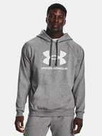 Bluzy męskie - Bluza męska bawełniana kangurka z logo Under Armour 1379758-025 Szary - miniaturka - grafika 1