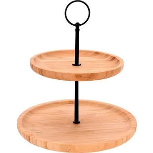 EH Excellent Houseware Patera 2-piętrowa na ciastka ciasto drewniana 150108 - Tace i patery - miniaturka - grafika 1