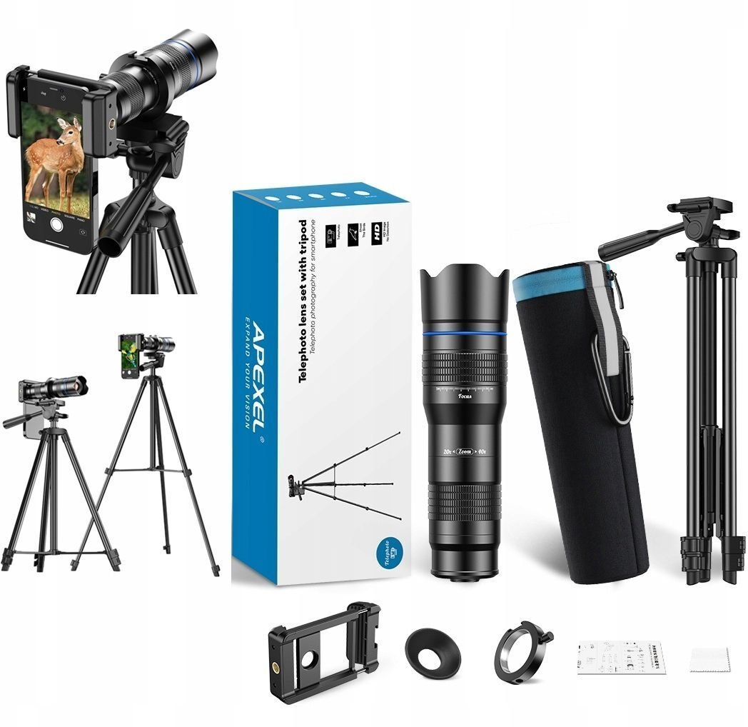 Apexel Obiektyw Tele Zoom Focus Optyczny 20-40x + Statyw Telefon Smartfon Apexel / Apl-20-40xjj029 SB11890