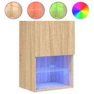 Szafki RTV - vidaXL Szafka pod telewizor z oświetleniem LED dąb sonoma 40,5x30x60 cm - miniaturka - grafika 1