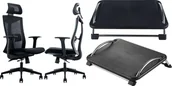 Fotele i krzesła biurowe - Krzesło biurowe Mozos Krzesło biurowe Mozos Ergo-F Czarne + Podnóżek biurowy FS1 - miniaturka - grafika 1