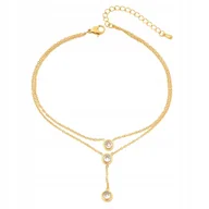 Bransoletki - Bransoletka na NOGĘ KOSTKĘ Złota PODWÓJNA Stal - miniaturka - grafika 1