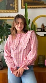Bluzki damskie - Koszula Pogoda w kratkę róż - miniaturka - grafika 1