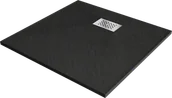 Brodziki prysznicowe - Mexen Hugo brodzik kwadratowy SMC 70 x 70 cm, czarny, maskownica inox - 42707070-X - miniaturka - grafika 1