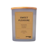 Świece - Świeca sojowa DONAU HOME, w szarym szkle, drewniana pokrywa i knot, Sweet Pleasure, 200g - miniaturka - grafika 1
