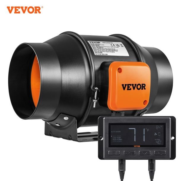 Wentylator Kanałowy Vevor 6 Cali 402 Cfm Z Regulatorem Temperatury I Mocny