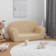 Łóżka dla dzieci i młodzieży - vidaXL Sofa dla dzieci, 2-os. , kremowa, miękki plusz - miniaturka - grafika 1
