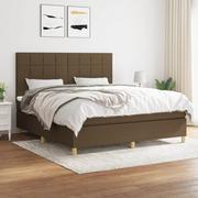 Łóżka - vidaXL Łóżko kontynentalne z materacem, brązowe, tkanina, 180x200 cm - miniaturka - grafika 1